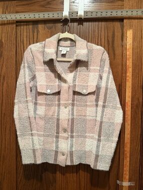 Rachel Zoe Pink and Cream Plaid Shacket